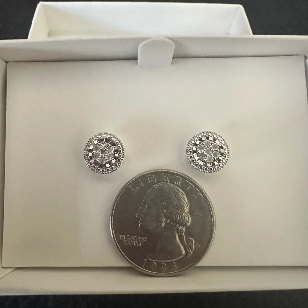 Sterling Silver Diamond Post Earrings 1/10 CTW